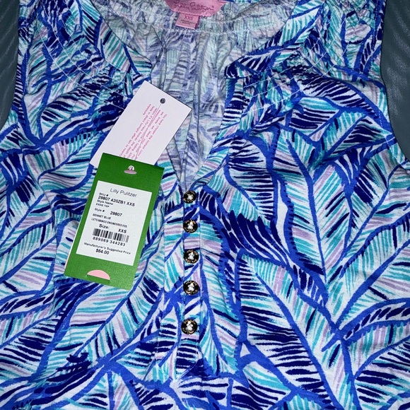 Lilly Pulitzer NWT Essie Top Bennet Blue Lets Mango $64 Size XXS - Picture 9 of 10